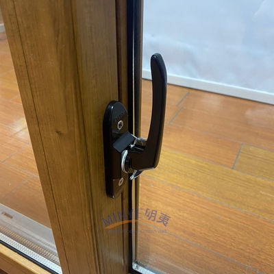 주방 유리 문과 수평 슬라이딩 혁신과 목재 색 UPVC 창문