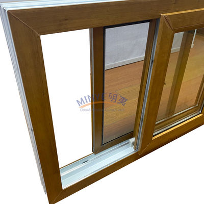 주방 유리 문과 수평 슬라이딩 혁신과 목재 색 UPVC 창문